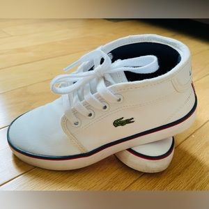 Lacoste Kids Ampthill Sneaker, White/Navy/Red, 11 Medium US Little Kid